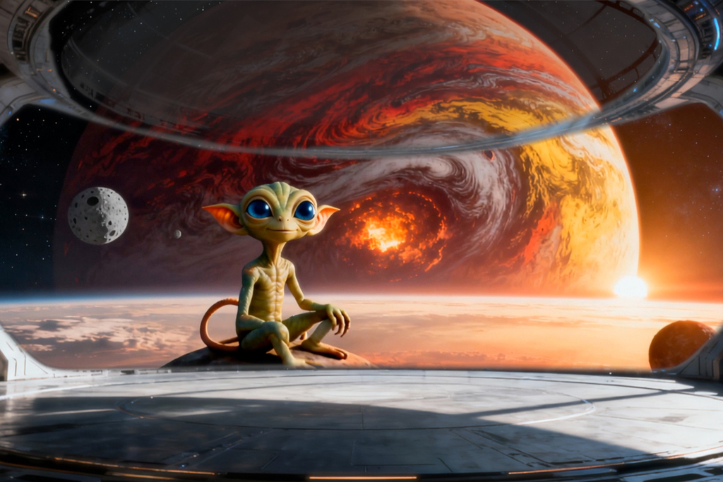 Space Indians singing for an Alien